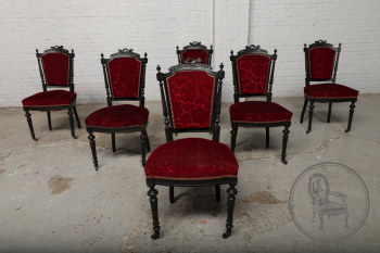 Антикварный комплект стульев (6 шт.) в стиле Наполеона III из красного дерева код. BE107093