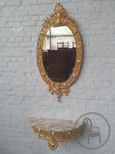 картинка Старинное французское бронзовое зеркало с консолью салоне старинных вещей "Шебби" являющийся официальным дистрибьютором в России и Беларуси