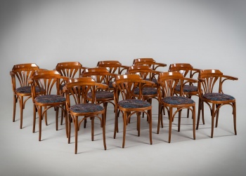 Старинные стулья (12 шт.) из гнутой древесины с сиденьями в тканевой обивке код.&nbsp;RM4155378