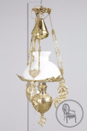 Старинная люстра из бронзы со стеклянным плафоном код. BE6573