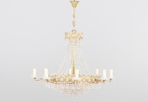 картинка Старинная люстра в стиле Барокко, латунь с хрусталем салоне старинных вещей "Шебби" являющийся официальным дистрибьютором в России и Беларуси