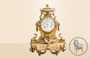 картинка Антикварные каминные часы салоне старинных вещей "Шебби" являющийся официальным дистрибьютором в России и Беларуси