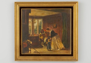 картинка Старинная картина с семейной сценой салоне старинных вещей "Шебби" являющийся официальным дистрибьютором в России и Беларуси