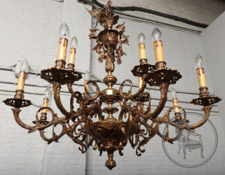 Антикварная бронзовая люстра с растительным орнаментом код. BE107074