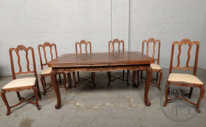 картинка Антикварный комплект для столовой из дуба в стиле рококо салоне старинных вещей "Шебби" являющийся официальным дистрибьютором в России и Беларуси