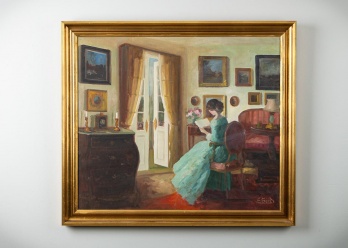 Старинная картина девушка с книгой код. RM4165081