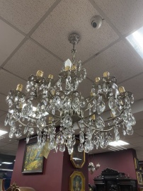 Старинная хрустальная посеребренная люстра код.&nbsp;PYSH1