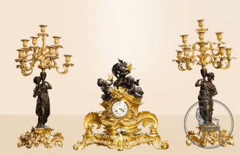 Антикварные каминные часы с канделябрами (2 шт.) код. VS1111