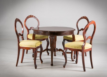 Старинный комплект мебели для столовой: круглый стол и 4 стула код. RM4165648