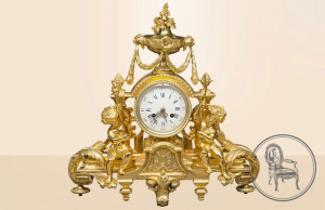 картинка Антикварные каминные часы салоне старинных вещей "Шебби" являющийся официальным дистрибьютором в России и Беларуси