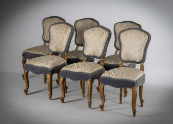 Антикварные стулья (6 шт.) в стиле Людовика XIV в бархатной обивке и с позолоченным каркасом код.&nbsp;RM4165480