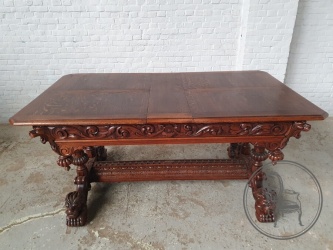 Антикварный обеденный стол с резным подстольем код. BE4097408