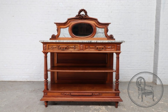 Антикварный комод с открытыми полками, зеркалом и мраморной столешницей код. BE107347