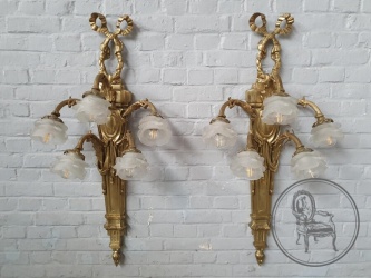 Старинные бра (пара) с бронзовыми бантами код. BE4097218