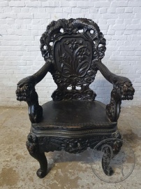 Антикварный стул из палисандра, украшенный резными цветами и рептилиями код. BE4112893