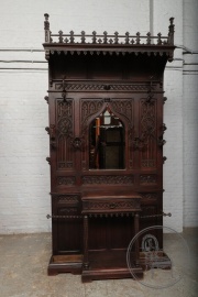 Антикварная дубовая вешалка со столиком код. BE4097263