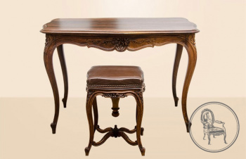 Антикварный письменный стол и пуфик код. VS0843