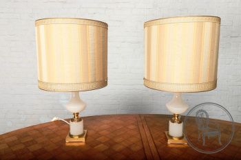 Старинные настольные лампы (2 шт.) из бронзы со стеклом код. BE73228