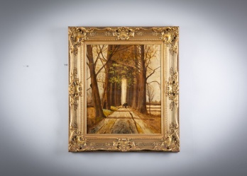 Старинный пейзаж с изображением лесной аллеи код. RM4165729