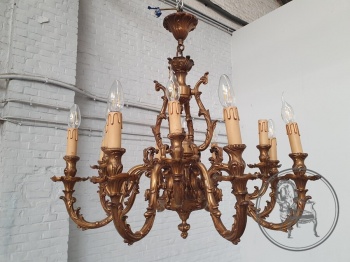 Антикварная бронзовая люстра на 12 рожков код. BE4165236