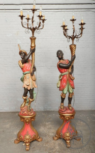 картинка Старинные торшеры (2 шт.) в виде фигур мавров салоне старинных вещей "Шебби" являющийся официальным дистрибьютором в России и Беларуси