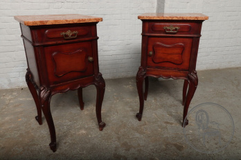 Антикварные прикроватные тумбочки с мрамором (2 шт.) код. BE107151