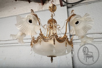 Старинная люстра с хрустальными подвесками код. BE4097195