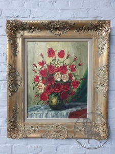 картинка Старинная картина с изображением вазы с цветами салоне старинных вещей "Шебби" являющийся официальным дистрибьютором в России и Беларуси