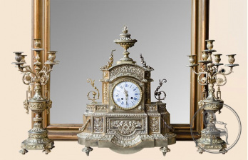 Антикварные каминные часы с канделябрами код. VS1894