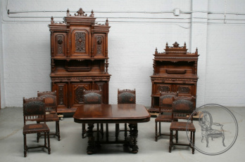 Антикварный столовый гарнитур в стиле Ренессанс из ореха код. BE6263