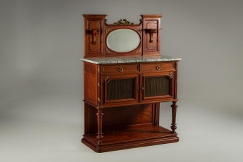 Антикварный комод из красного дерева с зеркалом и бронзовой отделкой код. RM4106423