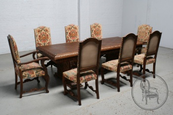 Антикварный набор для столовой (стол, 6 стульев, 2 кресла) код. BE107566