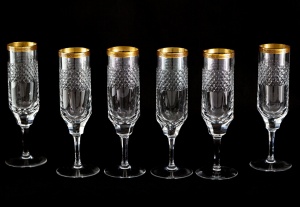 картинка Винтажные позолоченные бокалы для шампанского (6 шт.) салоне старинных вещей "Шебби" являющийся официальным дистрибьютором в России и Беларуси