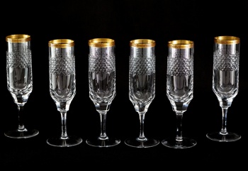 Винтажные позолоченные бокалы для шампанского (6 шт.) код. RM4101436