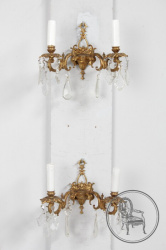 Антикварные настенные светильники (2 шт.) из бронзы с хрусталем в стиле ампир код. BE3259358