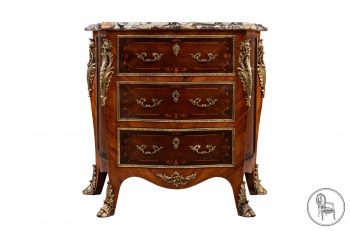 Антикварный ореховый комод в стиле Людовика XV с мраморной столешницей и бронзовой отделкой код. VS3259441