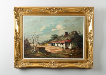 Старинная картина с деревенским сюжетом код.&nbsp;RM4165079