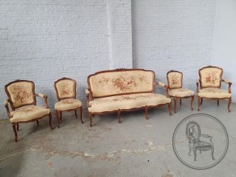 Антикварный комплект для гостиной из ореха с гобеленом в стиле рококо код. BE3259416