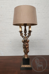 Старинная настольная лампа из бронзы и мрамора в стиле ампир код. BE107239