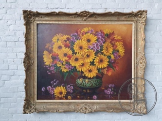 Старинная картина с изображением подсолнухов код. BE4144479