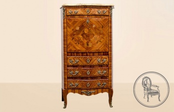 Антикварный ореховый секретер с мраморной столешницей код. VS1035