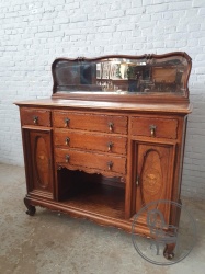 Антикварный дубовый комод с фигурным зеркалом код. BE4165578