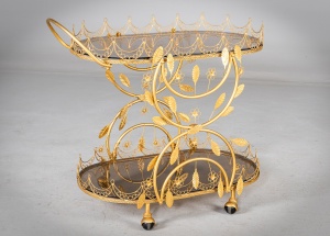 Старинная сервировочная тележка с золотистым растительным декором код.&nbsp;RM4165899