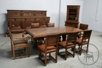 Антикварный столовый гарнитур из дуба в стиле Брейгель код. BE6390