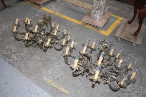 картинка Старинные бронзовые люстры (пара) салоне старинных вещей "Шебби" являющийся официальным дистрибьютором в России и Беларуси