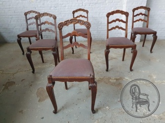 Антикварный комплект стульев (6 шт.) в стиле French Provincial со спинкой-лестницей код. BE4165679