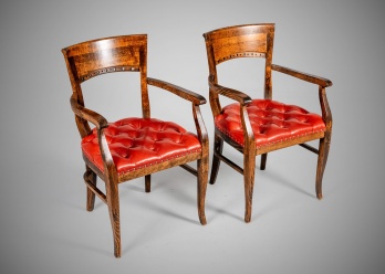 Старинный комплект кресел (2 шт.) с кожаной обивкой код. RM4166154