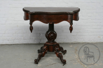 Антикварный игровой столик с зеленым сукном код. BE107411