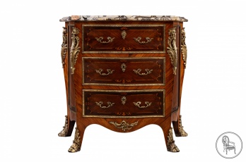 Антикварный ореховый комод в стиле Людовика XV с мраморной столешницей и бронзовой отделкой код. VS3259441