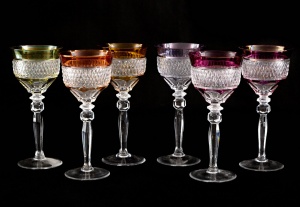 картинка Набор из 6 винтажных цветных бокалов салоне старинных вещей "Шебби" являющийся официальным дистрибьютором в России и Беларуси